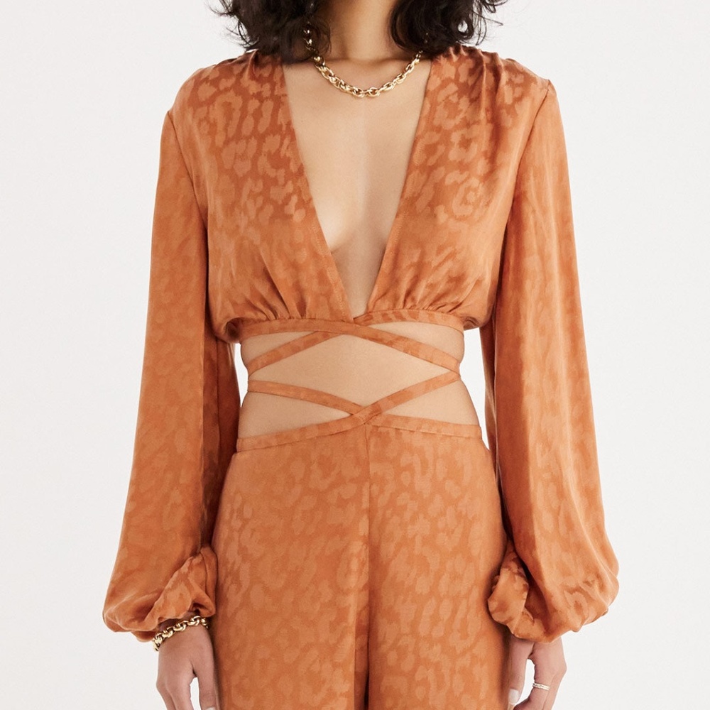 NWT RUMER Kenya Animal Print Leopard Cheetah Wrap Crop Top SIZE XS